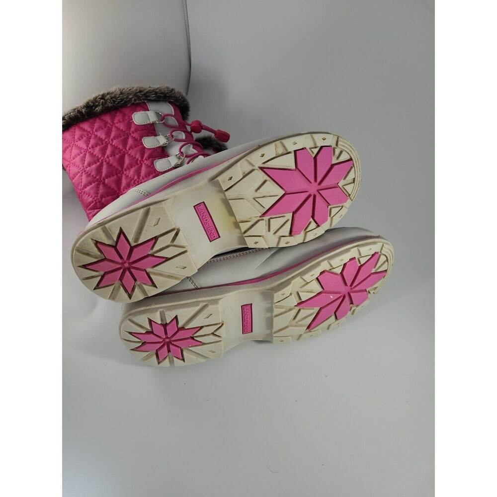 LANDS END 12"-Tall Shocking-Pink/Navajo White Winter Insulated Snowflake boot 6M - Picture 8 of 8
